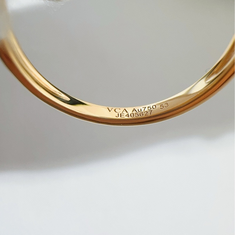 Vca梵克雅宝 Sweet Hearts系列 18K金白贝母爱心四叶草戒指-6