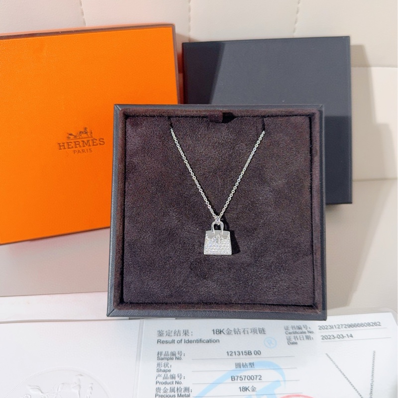 Hermes爱马仕 白金满钻 birkin项链-1