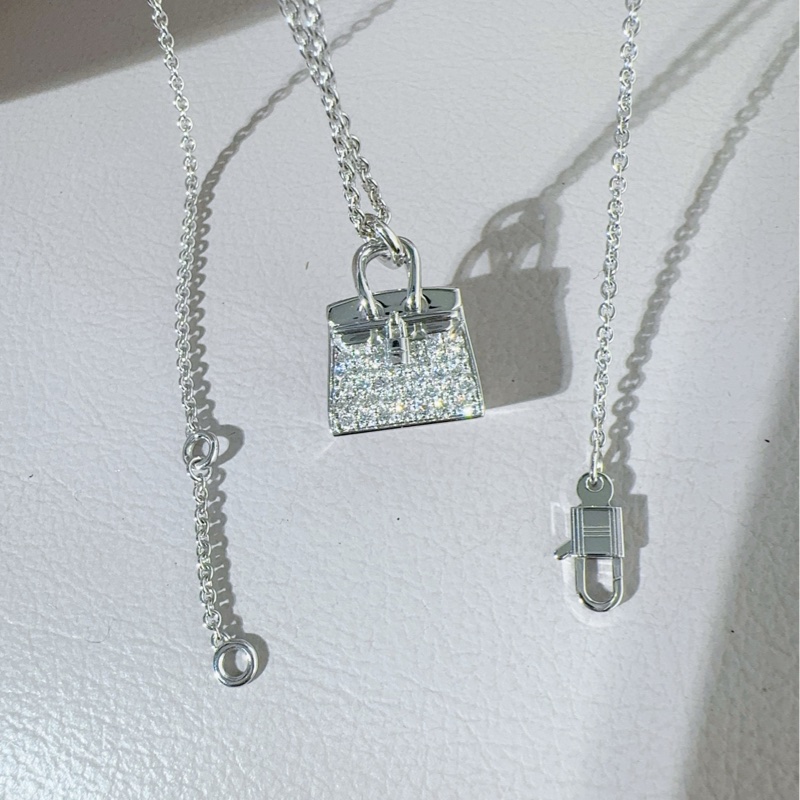 Hermes爱马仕 白金满钻 birkin项链-4