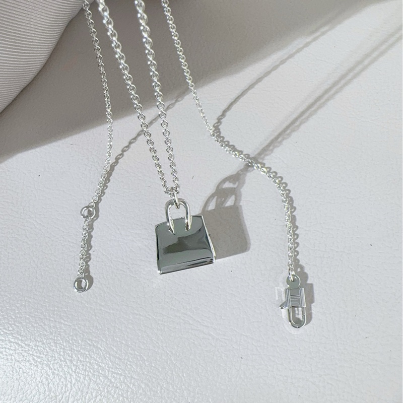 Hermes爱马仕 白金满钻 birkin项链-5