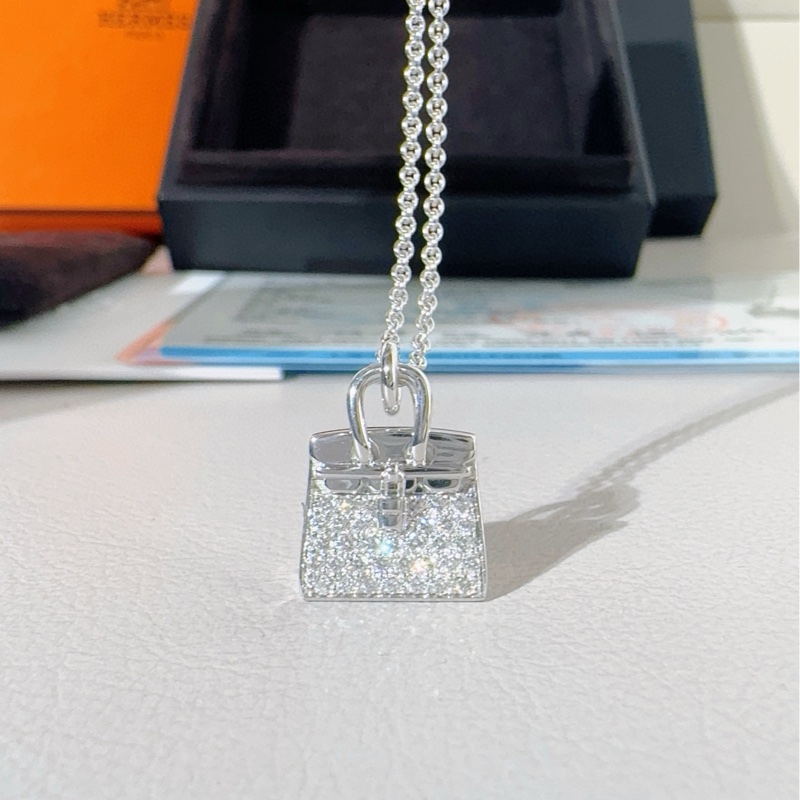 Hermes爱马仕 白金满钻 birkin项链-6