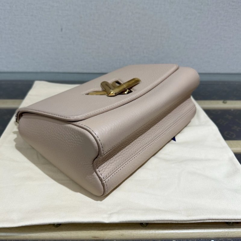 LV 粉金twist毛呢手提肩背斜背包 芯片款 20*15*8 99新 配件盒子塵袋鏡子吊牌-4