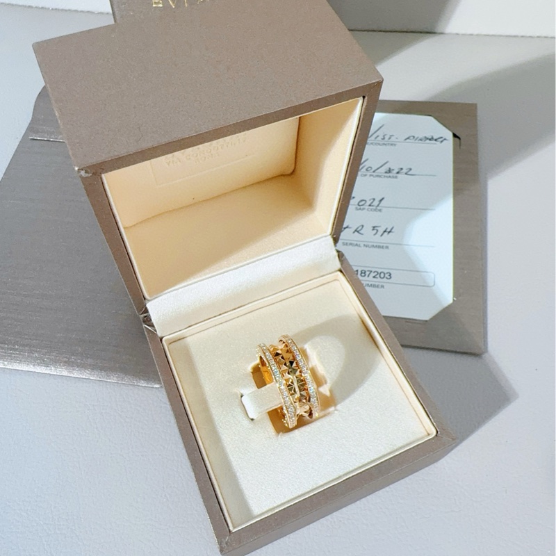 Bvlgari宝格丽 B.ZERO1系列 铆钉弹簧 双排钻戒指-2