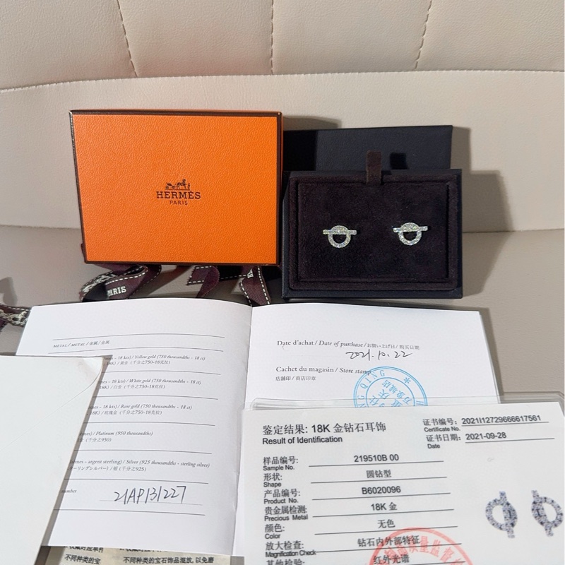 Hermes爱马仕 Finess 白金满钻小Q耳环-0