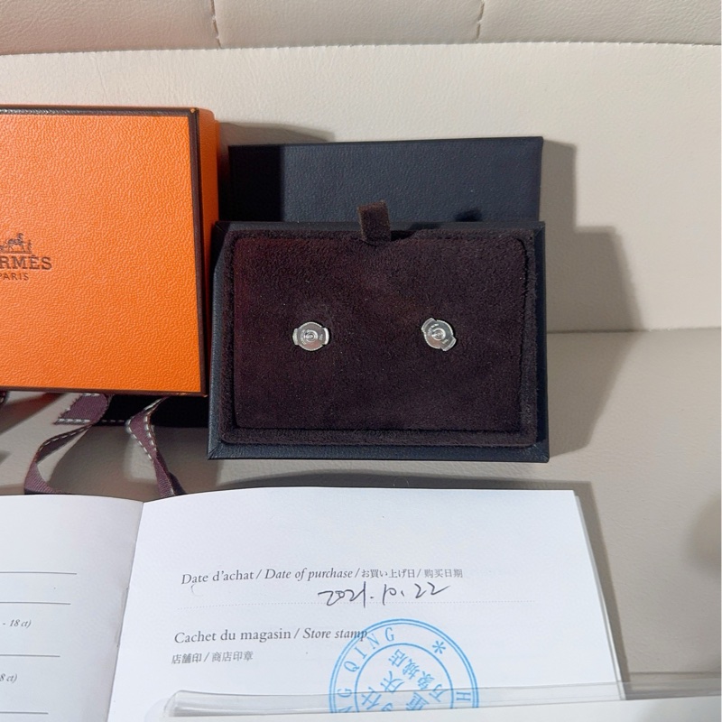 Hermes爱马仕 Finess 白金满钻小Q耳环-3