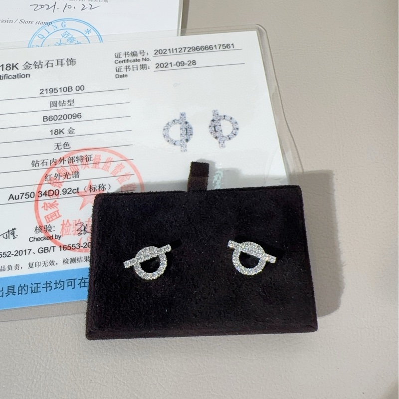 Hermes爱马仕 Finess 白金满钻小Q耳环-4
