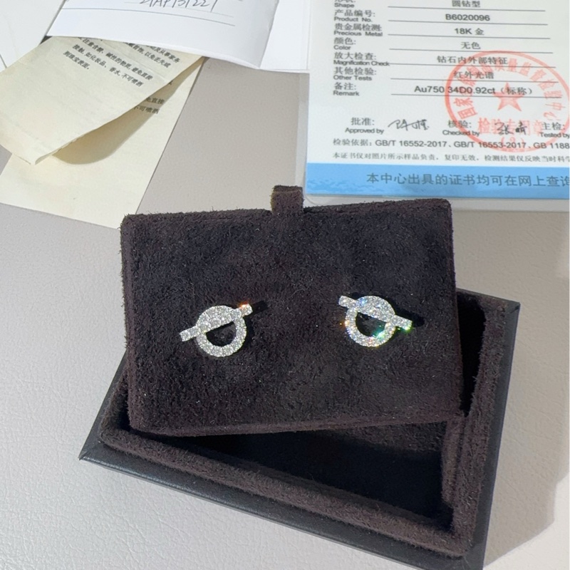 Hermes爱马仕 Finess 白金满钻小Q耳环-5