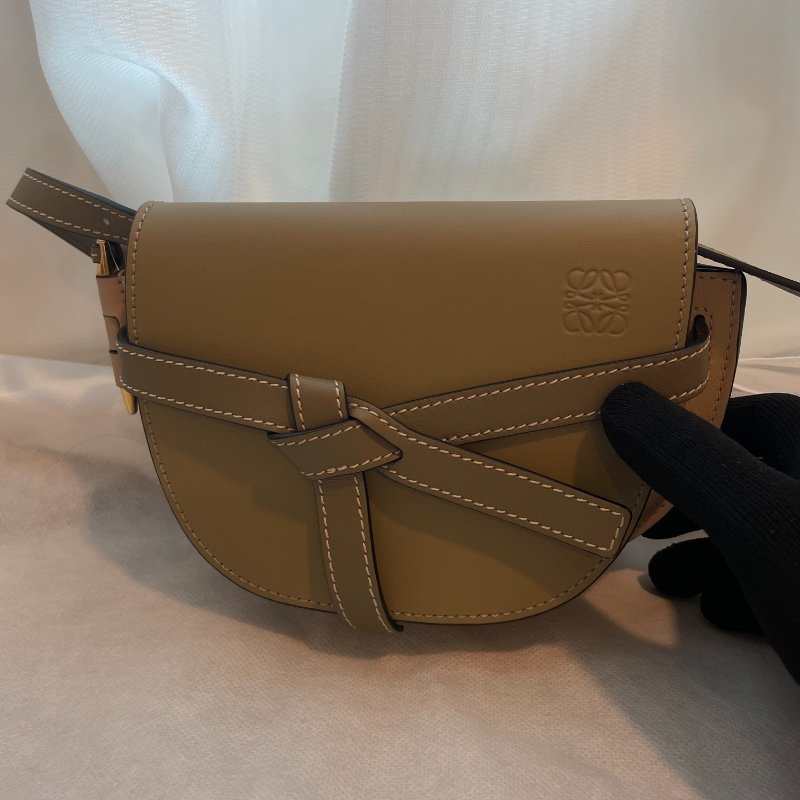 loewe mini gate dual淺綠色抹茶綠拚米色 99新配件塵袋-0
