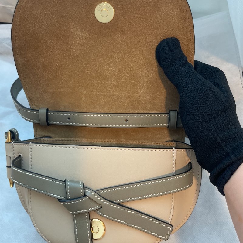 loewe mini gate dual淺綠色抹茶綠拚米色 99新配件塵袋-1