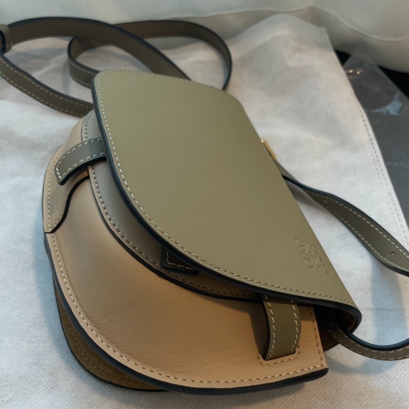 loewe mini gate dual淺綠色抹茶綠拚米色 99新配件塵袋-4