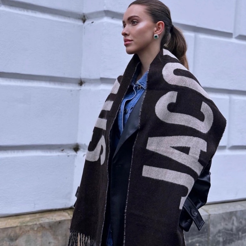 Jacquemus 標誌提花流蘇邊圍巾-4