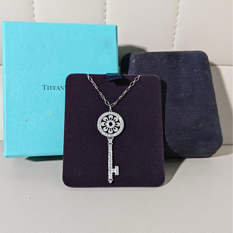 Tiffany蒂芙尼 铂金满钻太阳花项链-0