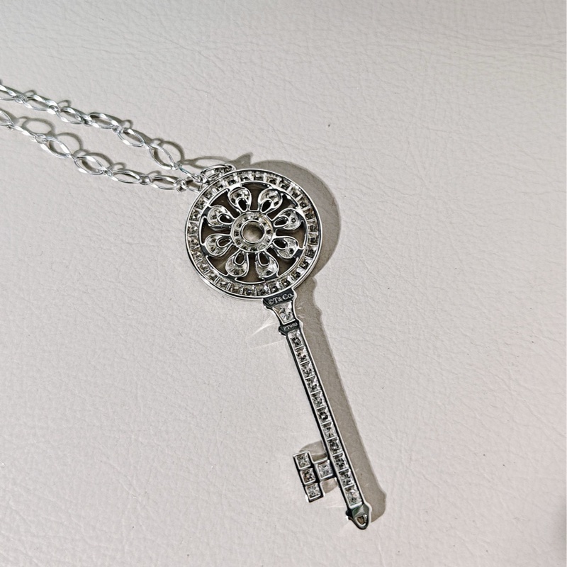 Tiffany蒂芙尼 铂金满钻太阳花项链-5