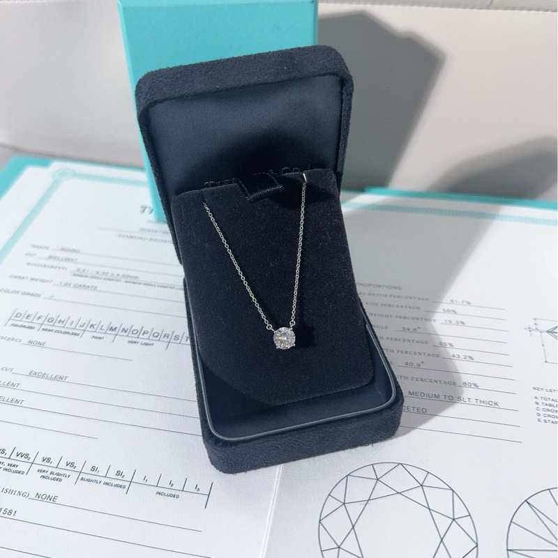 Tiffany蒂芙尼 Solitaire系列 经典款 一克拉铂金钻石项链-2