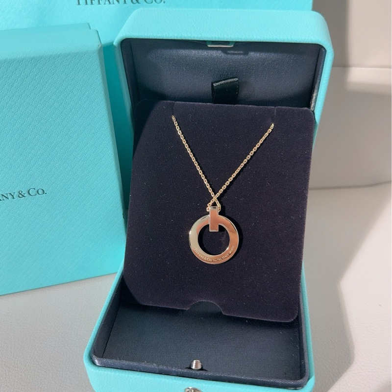 Tiffany蒂芙尼 T系列 T1 18K玫瑰金满钻圈形项链-3