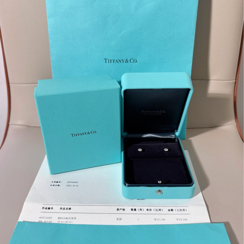 Tiffany蒂芙尼 Solitaire系列 铂金满钻 钻石耳钉-0