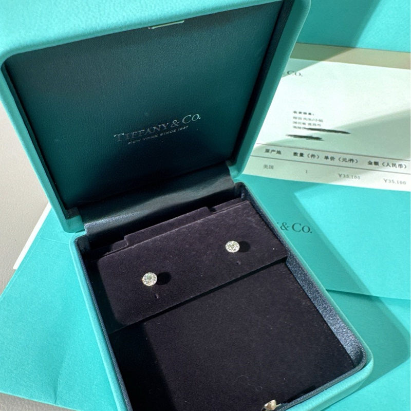 Tiffany蒂芙尼 Solitaire系列 铂金满钻 钻石耳钉-2