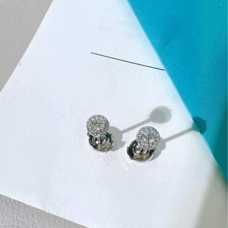 Tiffany蒂芙尼 Solitaire系列 铂金满钻 钻石耳钉-3