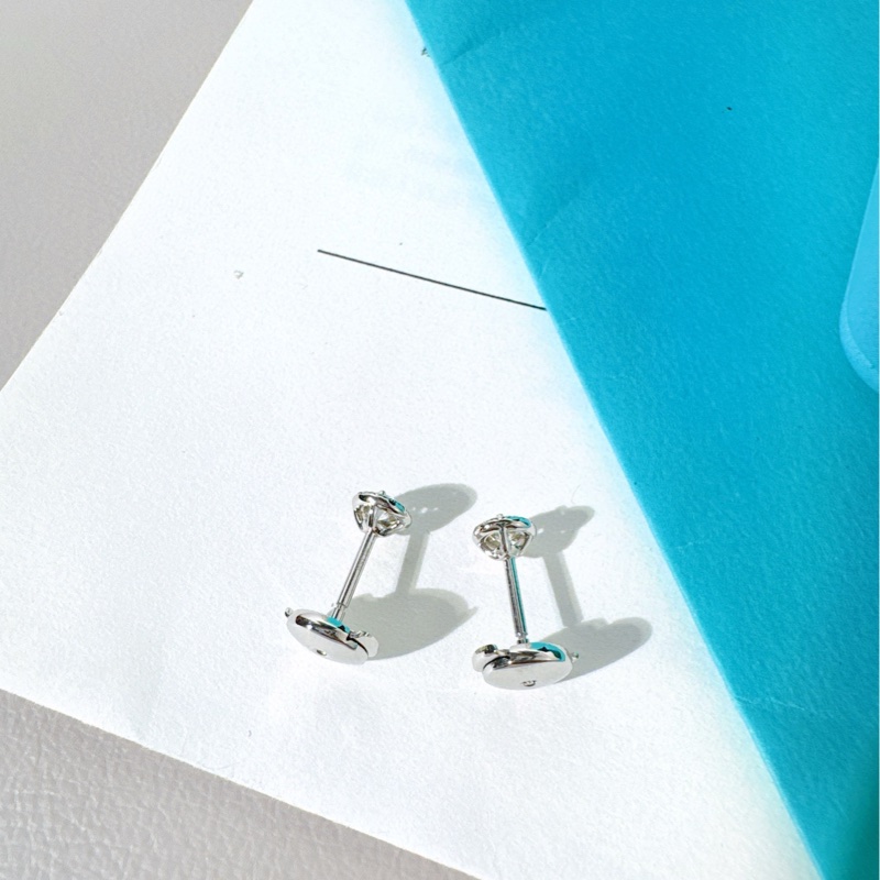 Tiffany蒂芙尼 Solitaire系列 铂金满钻 钻石耳钉-4