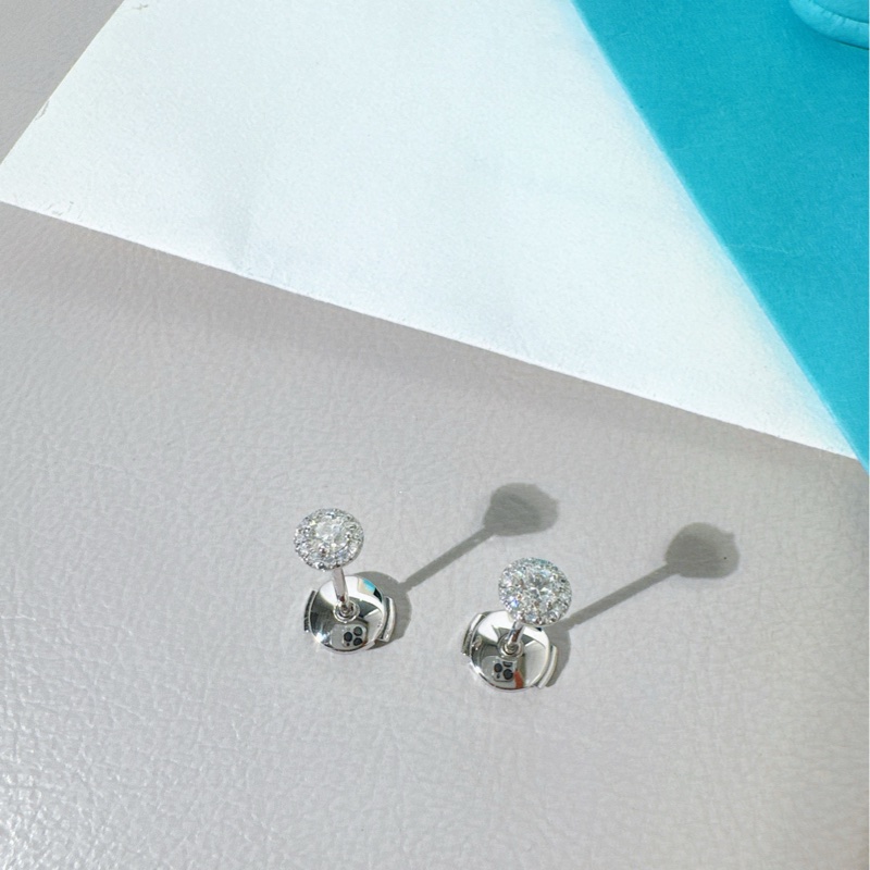 Tiffany蒂芙尼 Solitaire系列 铂金满钻 钻石耳钉-5