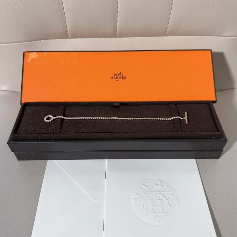 Hermes爱马仕 18K玫瑰金满钻小Q手链-0