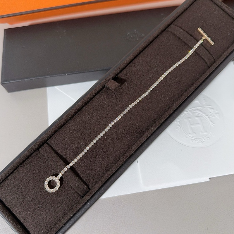 Hermes爱马仕 18K玫瑰金满钻小Q手链-2