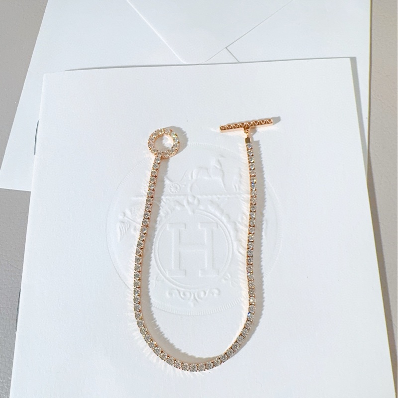 Hermes爱马仕 18K玫瑰金满钻小Q手链-7