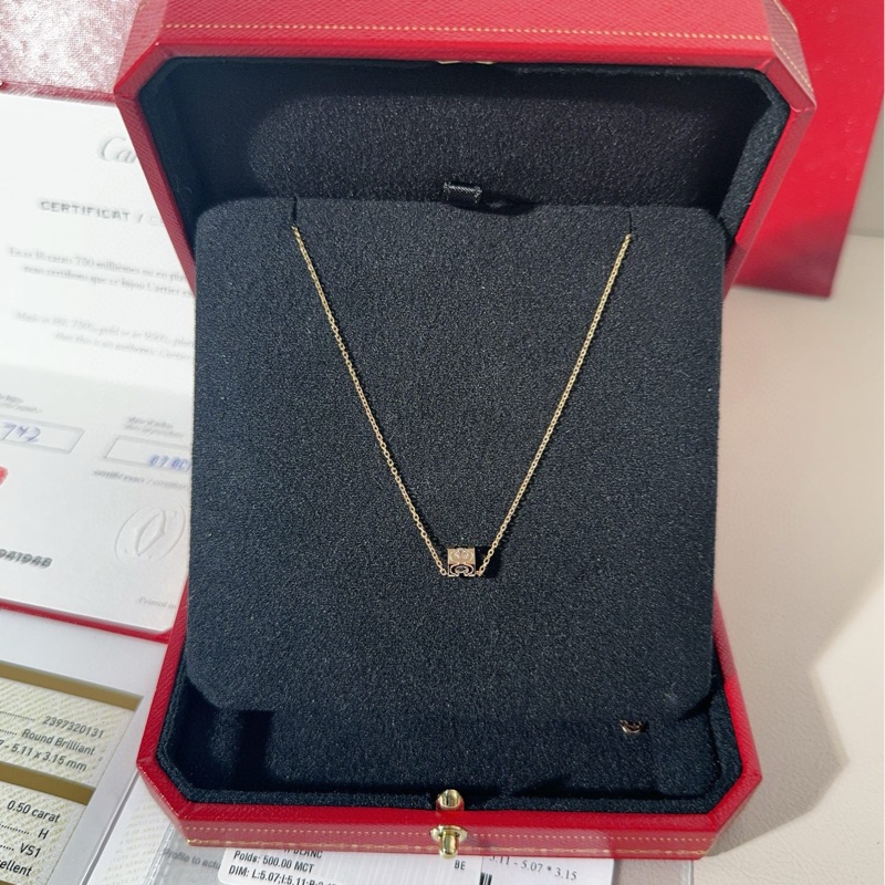 Cartier卡地亚 C DE CARTIER 玫瑰金单钻牛头石项链-2