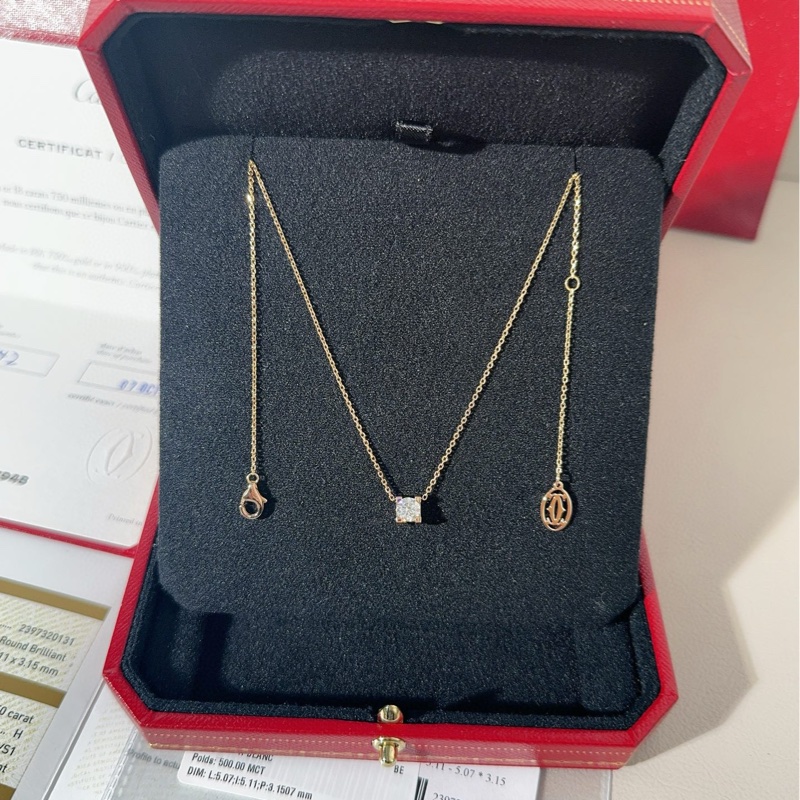 Cartier卡地亚 C DE CARTIER 玫瑰金单钻牛头石项链-3