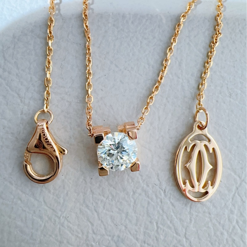 Cartier卡地亚 C DE CARTIER 玫瑰金单钻牛头石项链-6