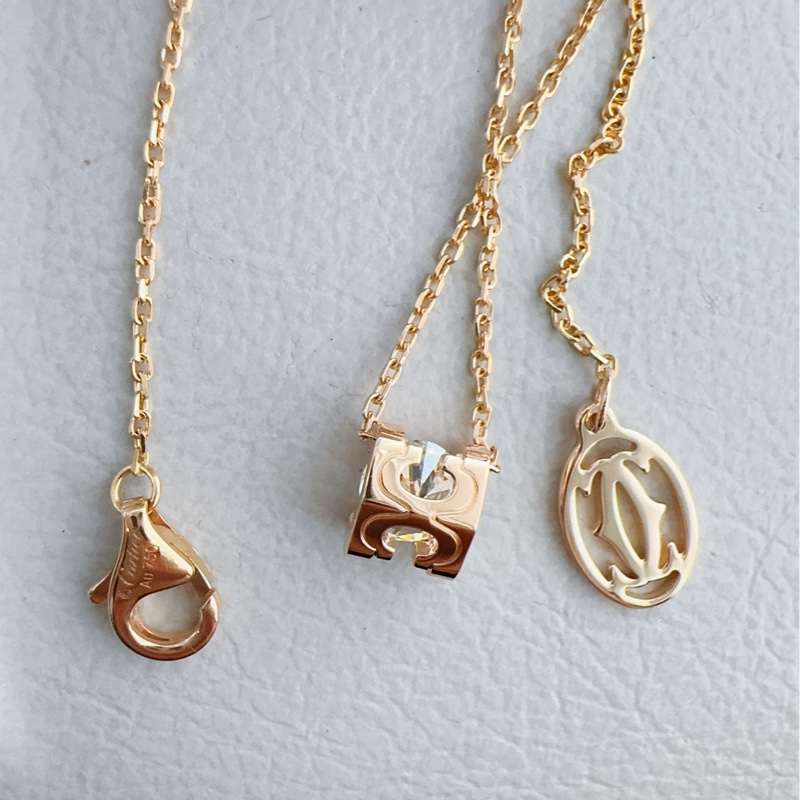Cartier卡地亚 C DE CARTIER 玫瑰金单钻牛头石项链-7