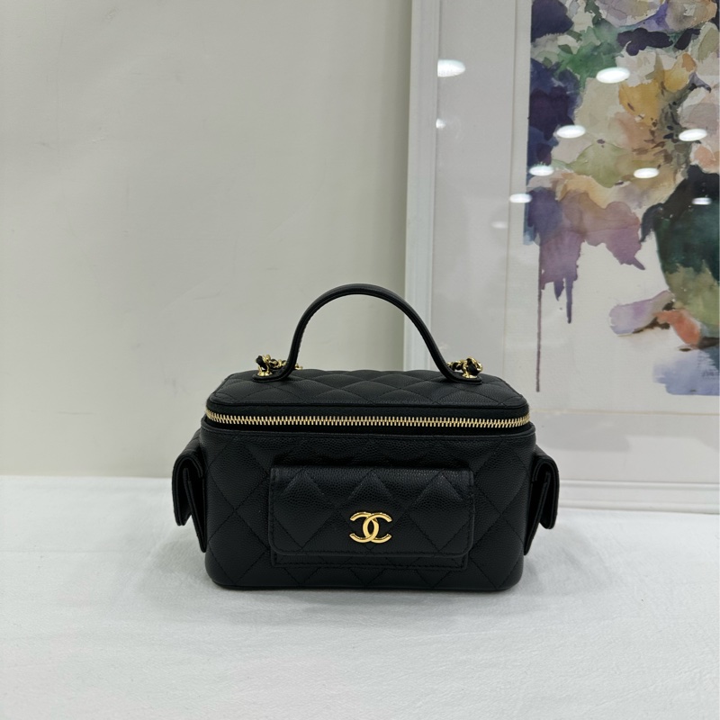 CHANEL香奈兒 25P 新款cargo 黑金荔枝牛皮 手把長盒包 晶片款 配件 盒子 塵袋 尺寸 9.5x8x17cm-1