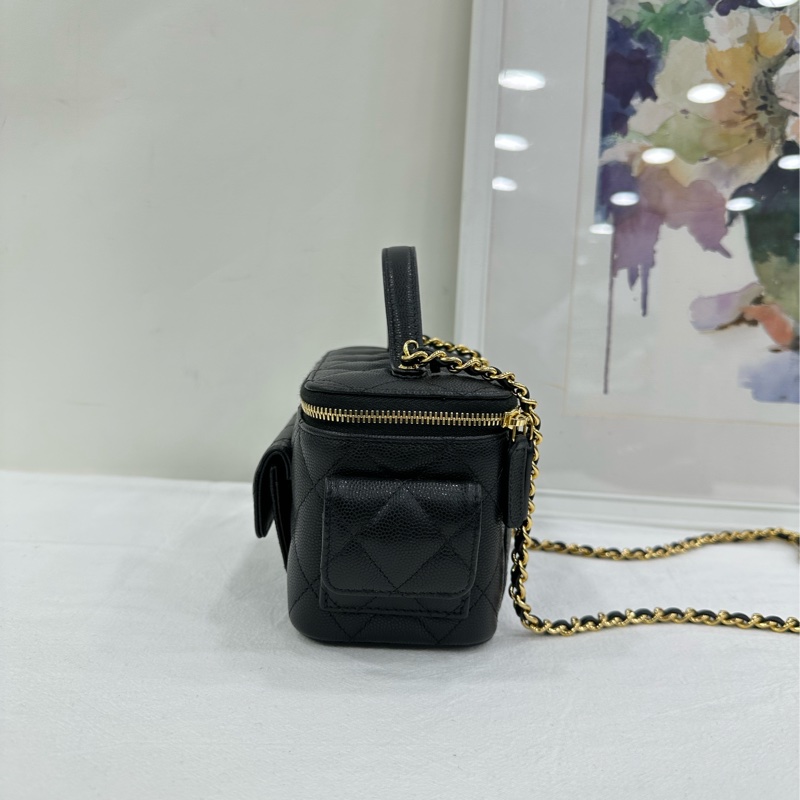 CHANEL香奈兒 25P 新款cargo 黑金荔枝牛皮 手把長盒包 晶片款 配件 盒子 塵袋 尺寸 9.5x8x17cm-3
