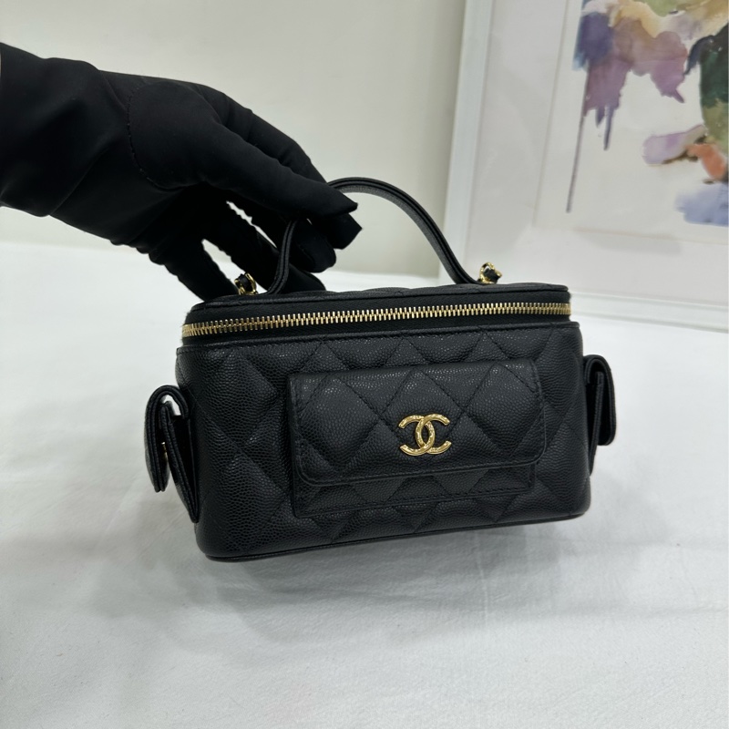 CHANEL香奈兒 25P 新款cargo 黑金荔枝牛皮 手把長盒包 晶片款 配件 盒子 塵袋 尺寸 9.5x8x17cm-7