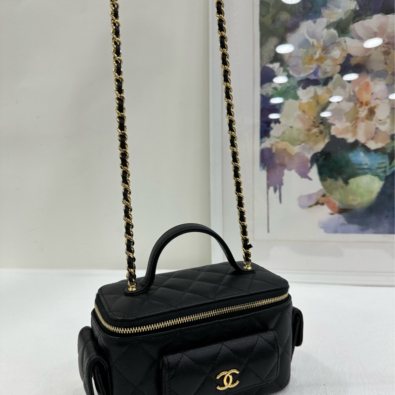 CHANEL香奈兒 25P 新款cargo 黑金荔枝牛皮 手把長盒包 晶片款 配件 盒子 塵袋 尺寸 9.5x8x17cm-8