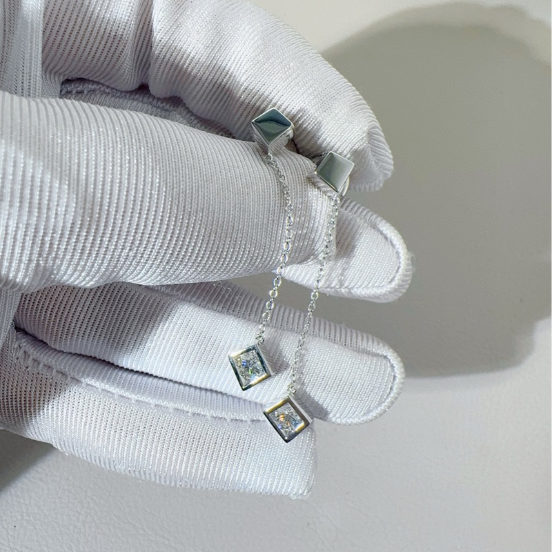 Tiffany蒂芙尼 frank gehry 白金镶钻吊坠耳环-4