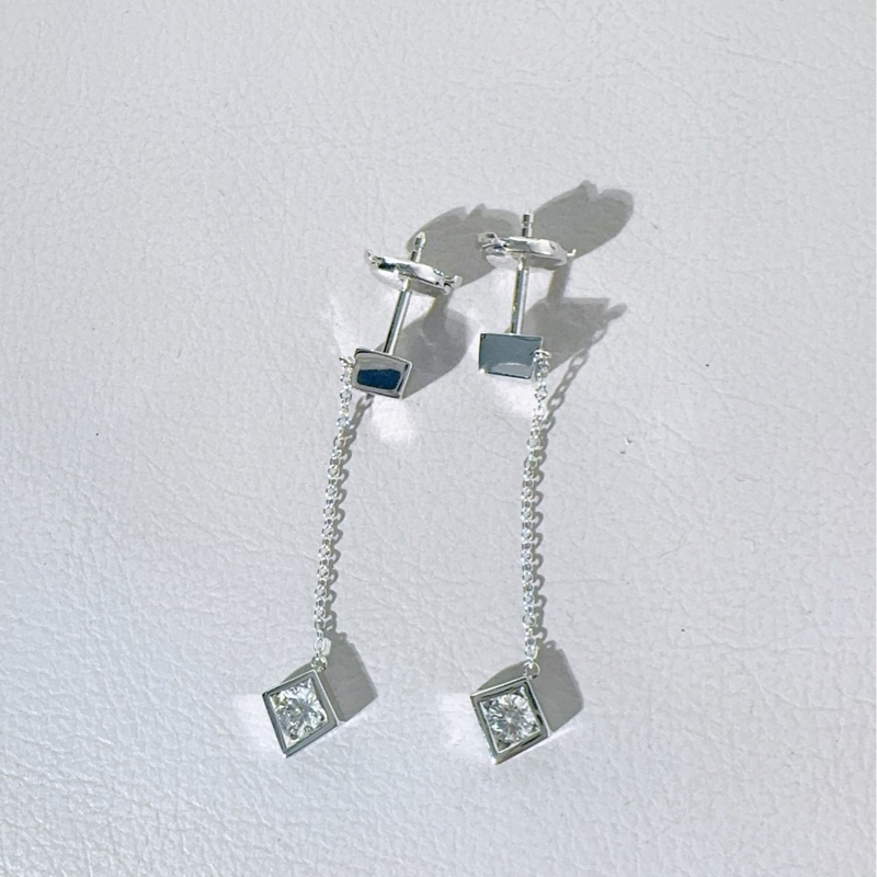 Tiffany蒂芙尼 frank gehry 白金镶钻吊坠耳环-5