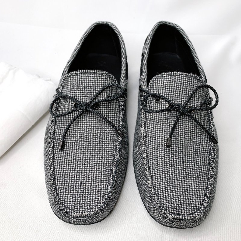 TOD'S 黑白棉織樂福鞋-0