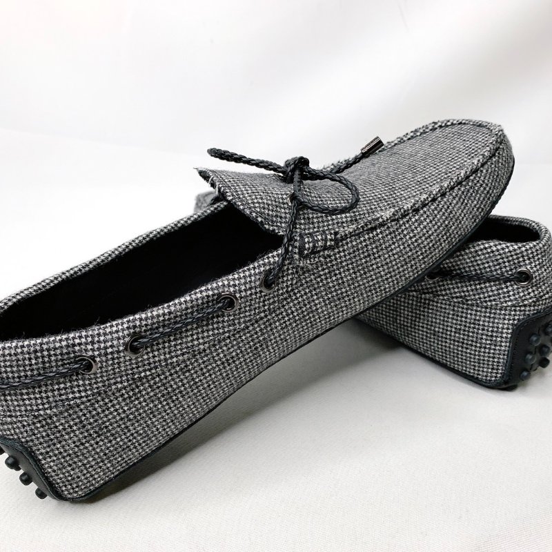 TOD'S 黑白棉織樂福鞋-8