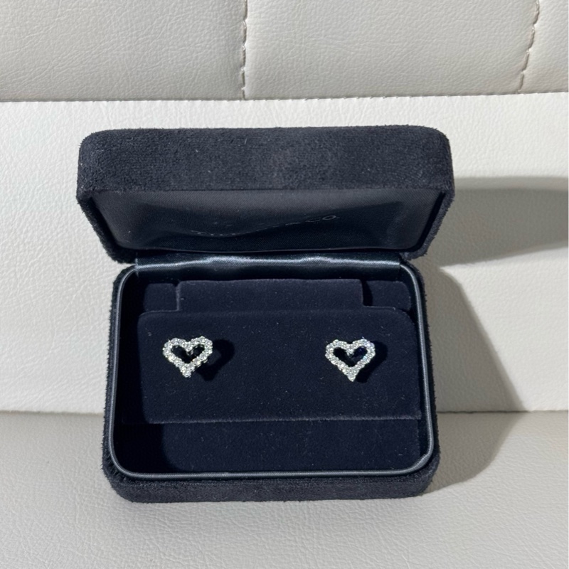 Tiffany蒂芙尼 Hearts系列 Pt950铂金满钻爱心耳钉-0
