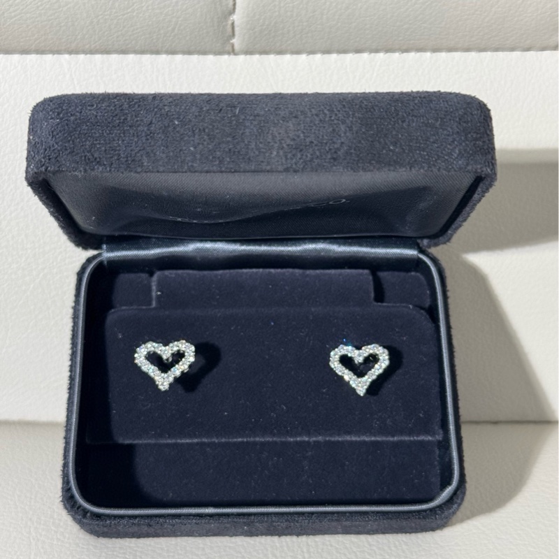 Tiffany蒂芙尼 Hearts系列 Pt950铂金满钻爱心耳钉-1