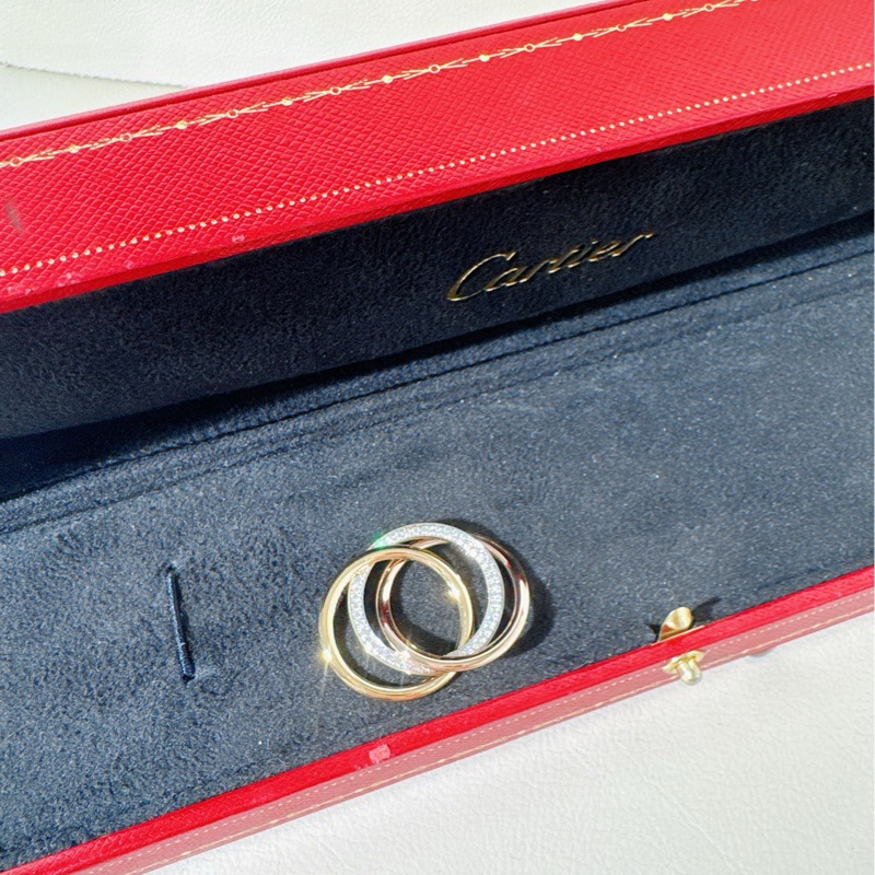 Cartrer卡地亚 Trinity系列 三色金带钻三环吊坠-2