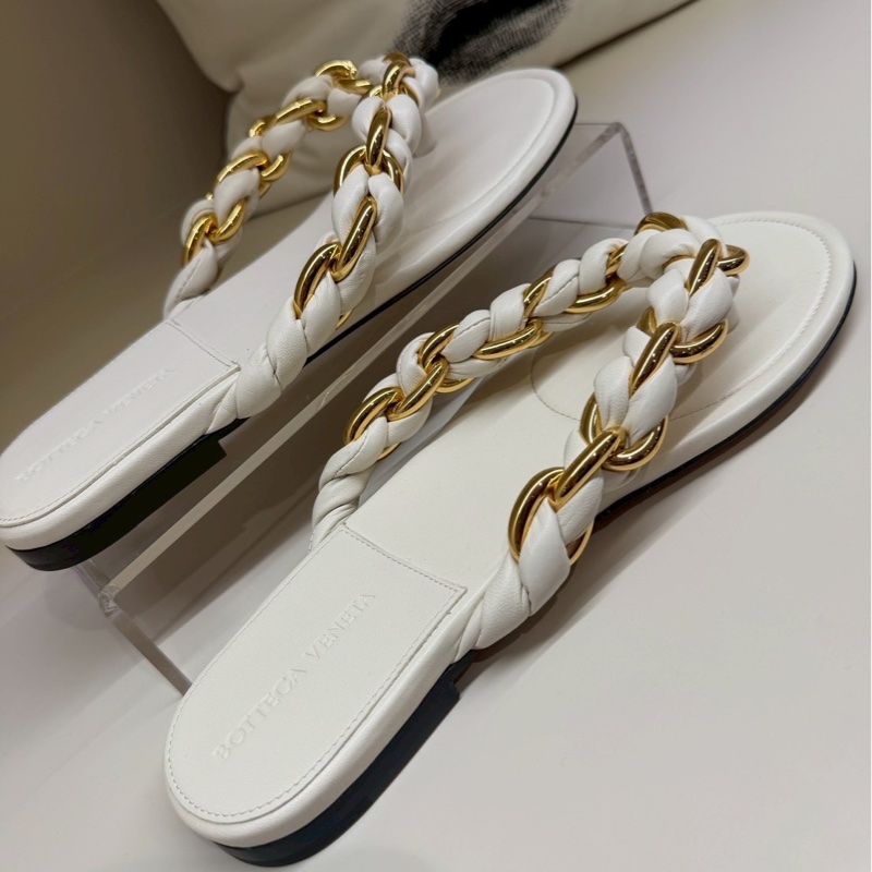 BV 白色編織人字拖 38.5號 全新品-2