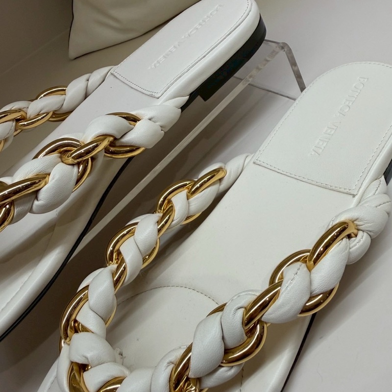 BV 白色編織人字拖 38.5號 全新品-4