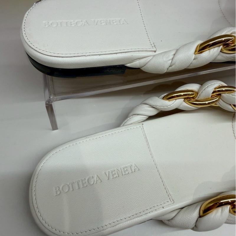 BV 白色編織人字拖 38.5號 全新品-8