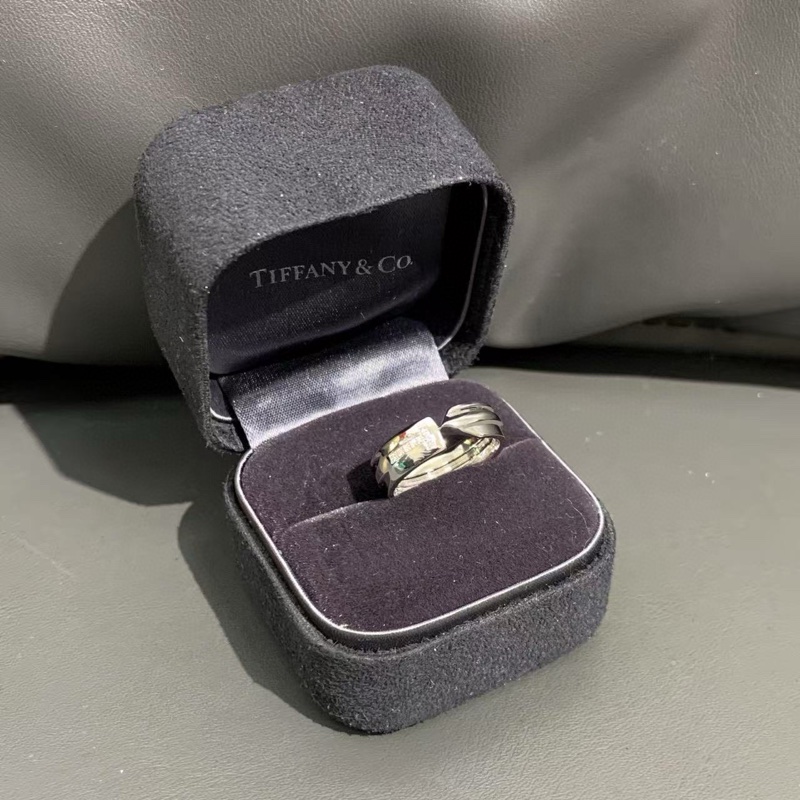 Tiffany蒂芙尼modern keys系列 白金镶钻戒指-0
