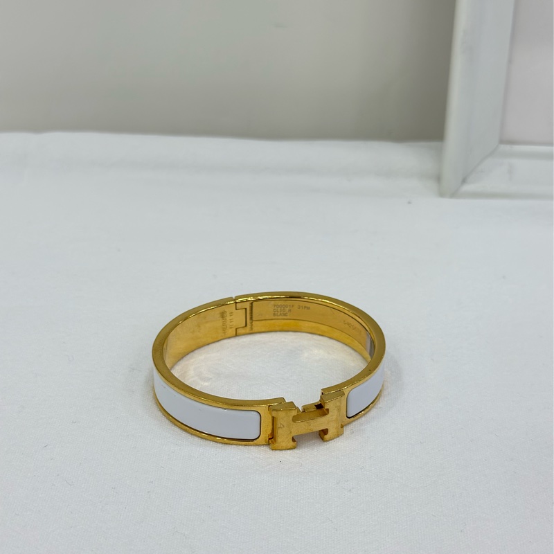 Hermes/愛馬仕 clic 白色珐琅H手鐲-0