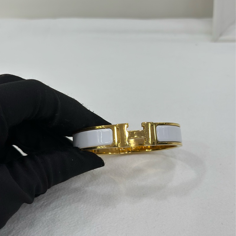 Hermes/愛馬仕 clic 白色珐琅H手鐲-1