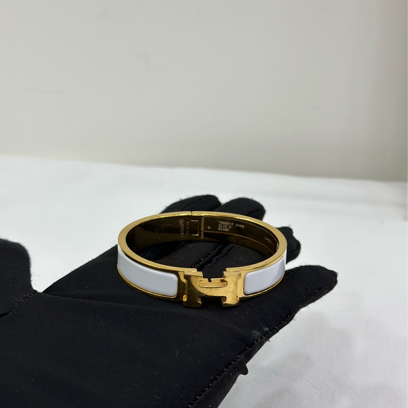 Hermes/愛馬仕 clic 白色珐琅H手鐲-2