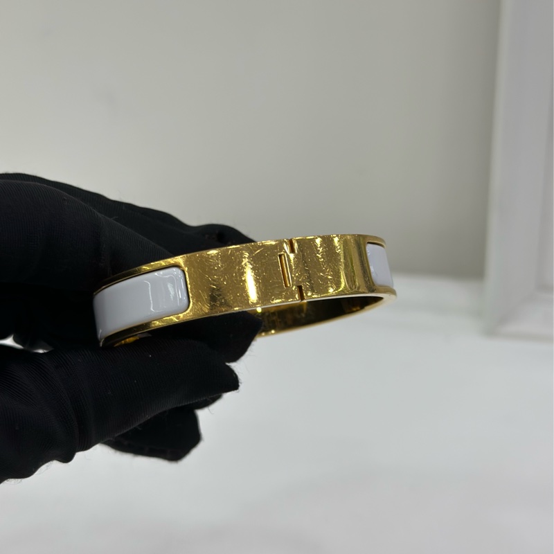 Hermes/愛馬仕 clic 白色珐琅H手鐲-3